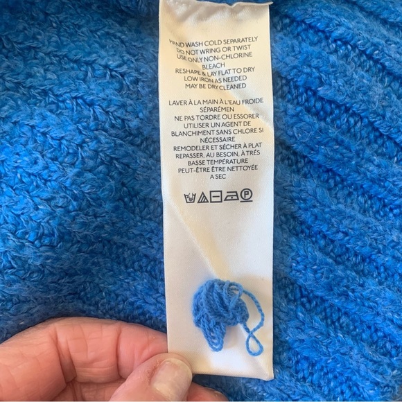 Maeve Anthropologie Blue Crop Ribbed Bell Sleeve Turtleneck Sweater XX Small - Picture 15 of 15